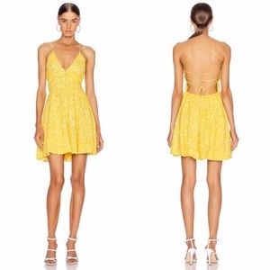 Retrofete Yellow Sequin Embroidered Mini Dress